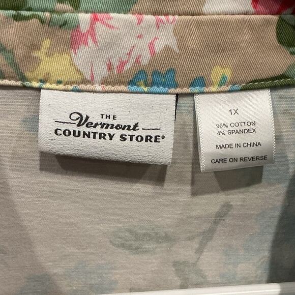 Vermont Company Womens Canvas Jacket Size 1X Beige Floral Cottagecore Country - Picture 2 of 6